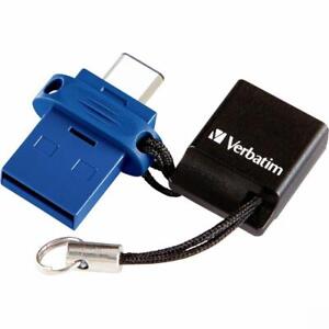 Verbatim Store n Go Dual 128GB USB 3.2 (Gen 1) (Type A + Type C) Flash Drive - 128 GB - USB 3.2 (Gen 1) Type A USB 3.2 (Gen 1) Type C - Blue - Lifetime Warranty