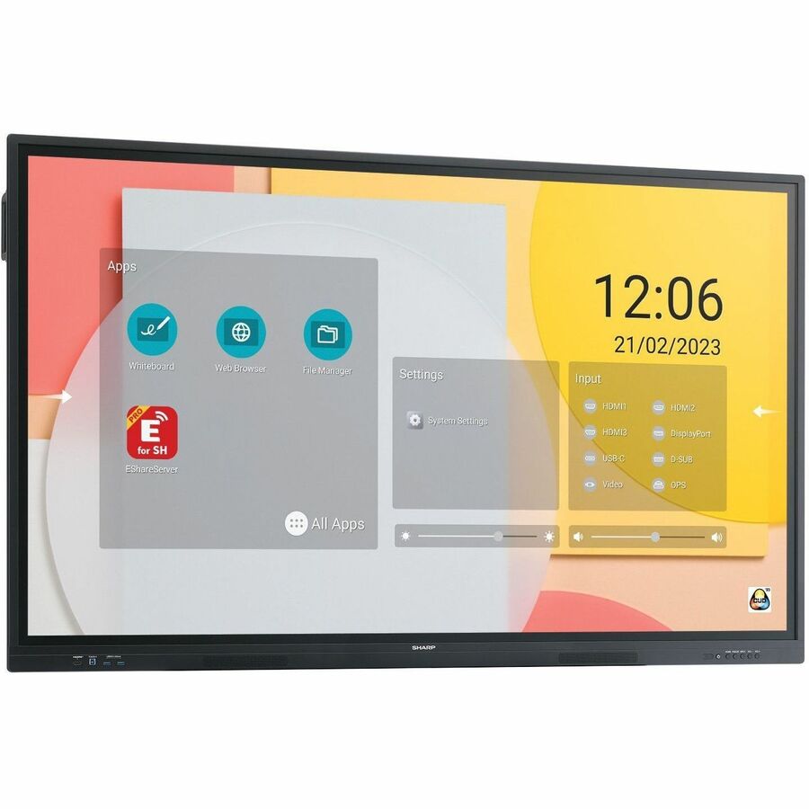 Sharp NEC Display 75" Class Aquos Board - 75" LCD - ARM Cortex A55 - Touchscreen - 16:9 Aspect Ratio - 3840 x 2160 - Direct LED - 450 Nit - 1,200:1 Contrast Ratio - 2160p - USB - HDMI - VGA - Bluetooth
