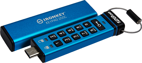 Kingston 128gb Usb-c Ironkey Keypad 200c, Fips 140-3 Lvl 3 (pending) Aes-256