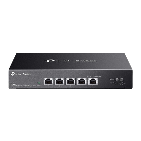TP-Link Omada 5-Port 10G Desktop Switch - 5 Ports - Gigabit Ethernet, 2.5 Gigabit Ethernet, 10 Gigabit Ethernet - 1000Base-T, 2.5GBase-T, 5GBase-T, 10GBase-T - 21.40 W Power Consumption - Twisted Pair - PoE Ports - Desktop, Wall Mountable