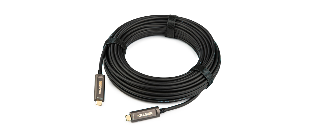Kramer CP-AOCU31/CC-15 USB 3.1 GEN-2 Active Optical USB-C Male To USB-C Male Cable - Plenum Rated - 15 Foot