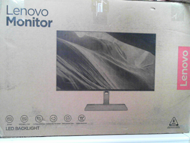 OPEN BOX - Lenovo L27q-4A Monitor, 27" IPS QHD Resolution, Flat, 4 Side Borderless, 2X HDMI 2.0, DP 1.4, Audio Out, 100Hz, HDR10, 1ms MPRT, 99% sRGB, 350nits, Speakers, 100mm