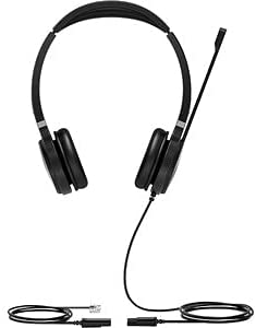 Yealink YHS36 Duo (binaural) QD (Quick Disconnect) Headset, Non-Flexible Boom Microphone, Noise canceling, Headband, QD Cable Included.