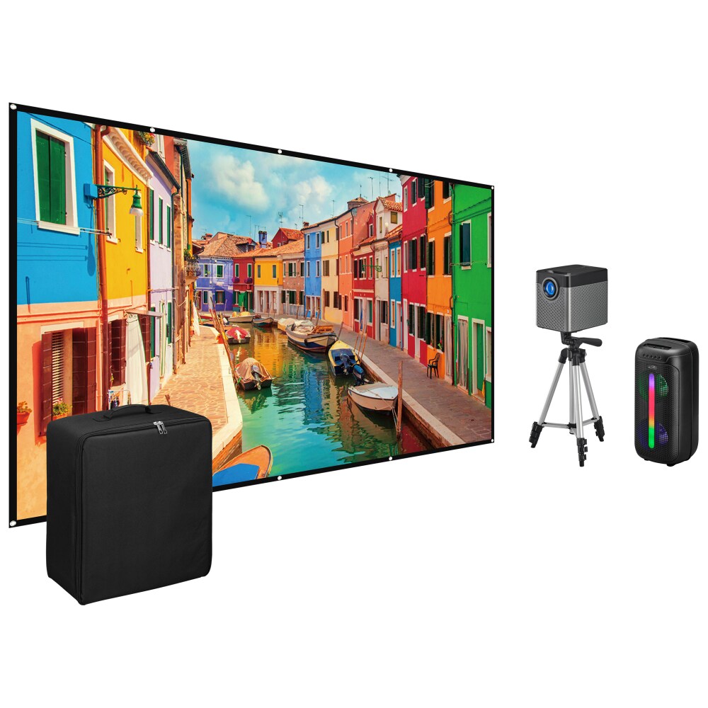 ILIVE CINEMA POP UP MOVIE KIT, PROJECTOR BUNDLE, INCLUDES 720P PROJECTOR, 120-IN