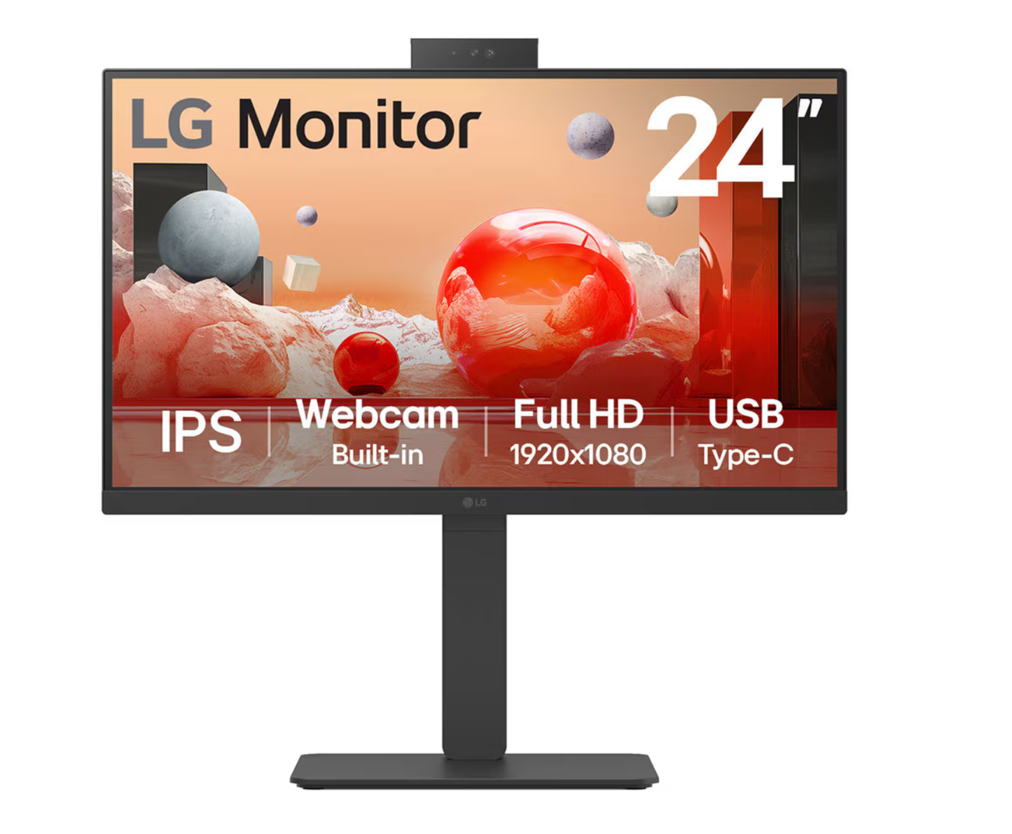 LG 24'' IPS FHD 100Hz Monitor with Webcam/Mic, & UBC Type-C, 24BA850-B
