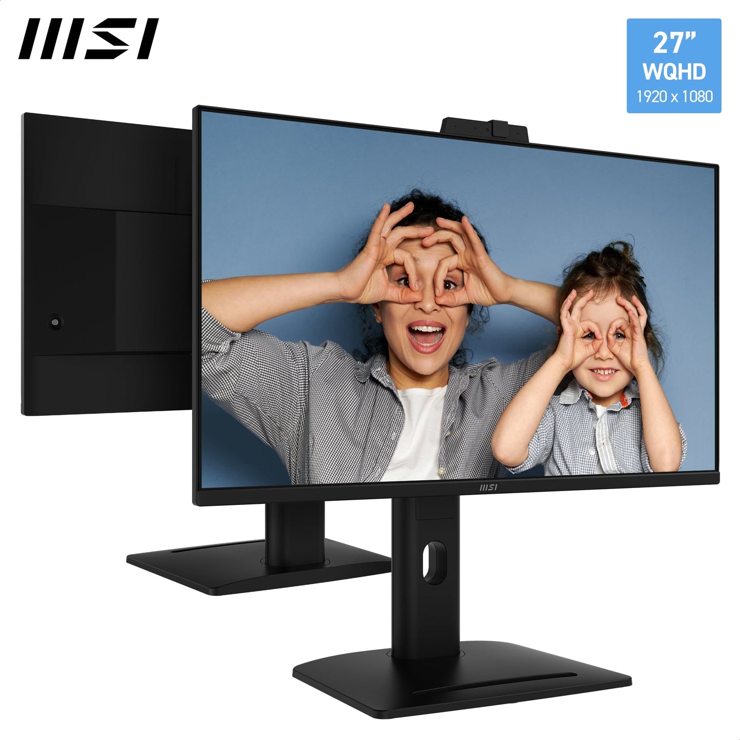MSI PRO MP275QPDG, 27" IPS, QHD, 100hz, Height Adj. stand, Speaker, Webcam, Ethernet Interface - 1x LAN Port (1Gbps)