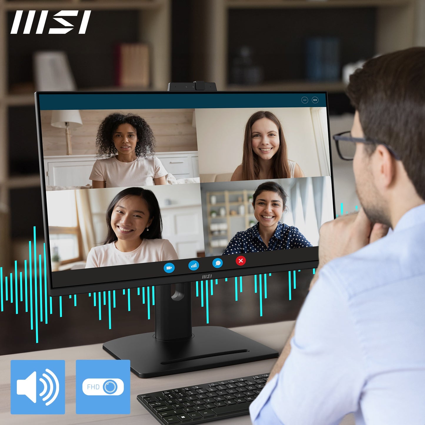 MSI PRO MP275QPDG, 27" IPS, QHD, 100hz, Height Adj. stand, Speaker, Webcam, Ethernet Interface - 1x LAN Port (1Gbps)