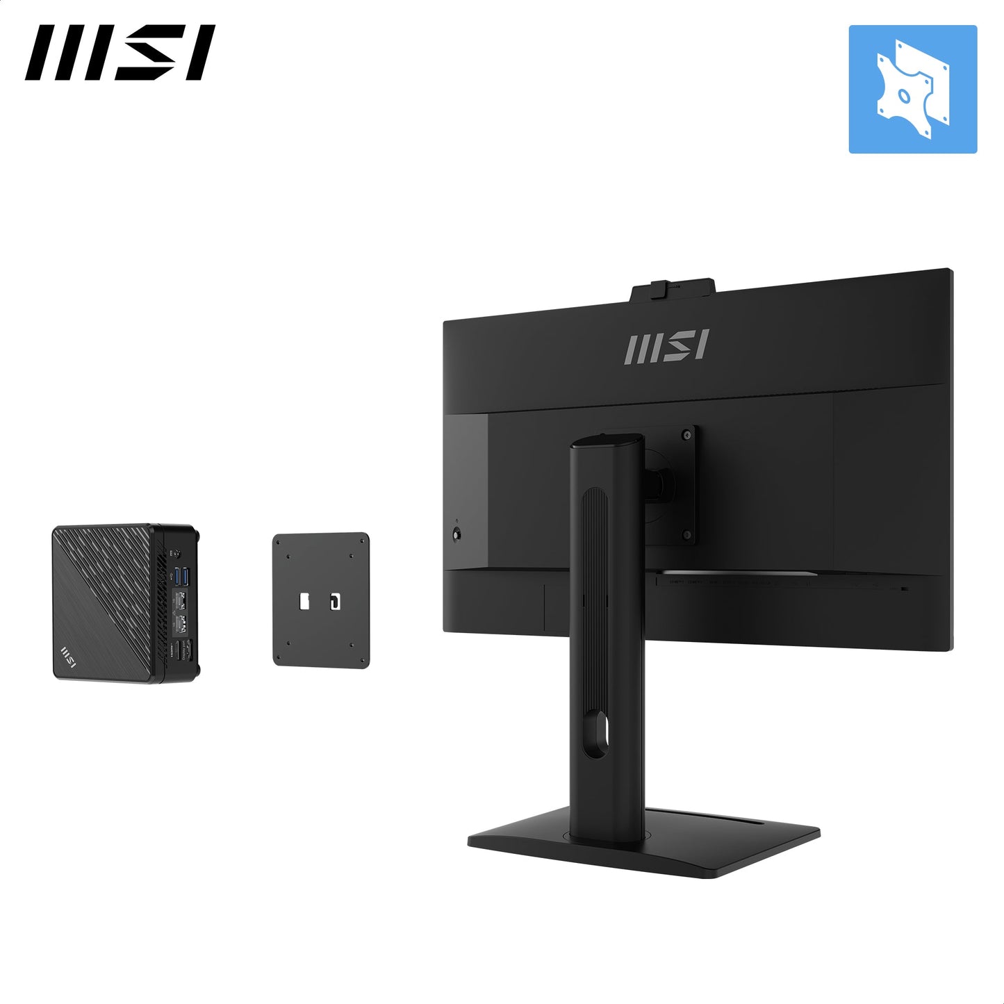 MSI PRO MP275QPDG, 27" IPS, QHD, 100hz, Height Adj. stand, Speaker, Webcam, Ethernet Interface - 1x LAN Port (1Gbps)