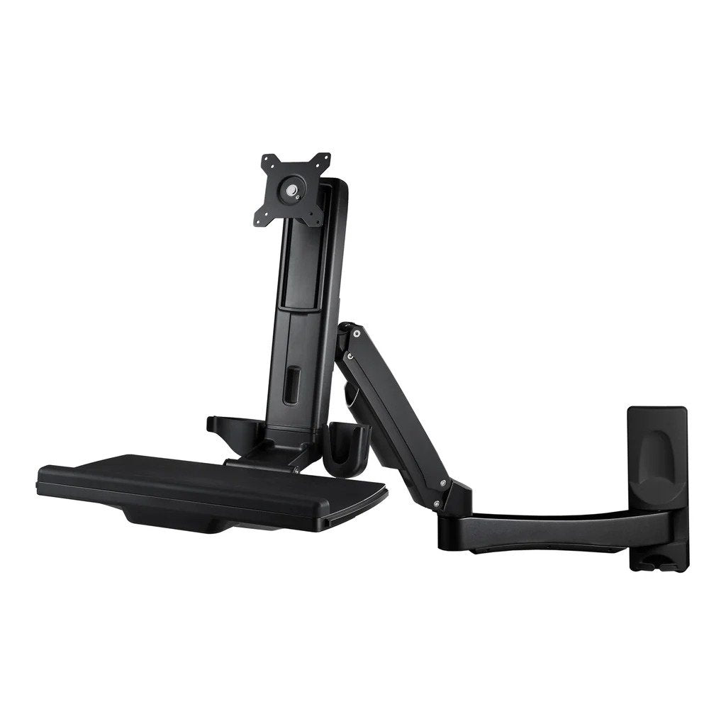 Amer Networks AMR1AWSL-B Sit-Stand Swing Arm Wall Mount Computer Workstation System, Black