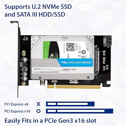 2.5 - Inch U.2 Nvme Drive to PCI Express X16 Slot Card or SATA III SSD/HDD PCI Mount - Dealtargets.ca