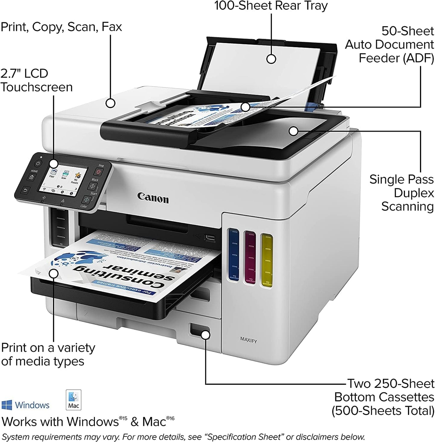 Canon MAXIFY GX7021 Wireless MegaTank All-In-One Colour Printer - White 4471C038