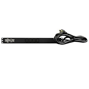 Tripp Lite Basic PDU, 14 Outlets (12 C13, 2 C19), 208/240V, NEMA L6-20P Input, 3.3/3.8kW, 15 ft. Cord, 1U Rack-Mount Single-Phase PDU (PDUH20HVL6), Black Basic (L6-20P Only) PDU