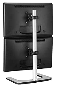 Atdec Dual Stack or Single Monitor Desk Mount - Freestanding Base - Load Screen Monitors up to 26.5lb Flat or 20lb Curved - VESA 75x75, 100x100 - Quick Display Release, tilt, pan, Landscape/Portrait