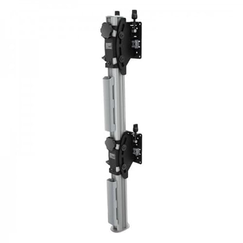Atdec Freestanding heavy duty dual vertical monitor mount SILVER