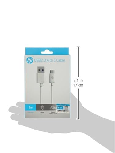 HP USB 2.0 A to Type C Cable, 2 m Length