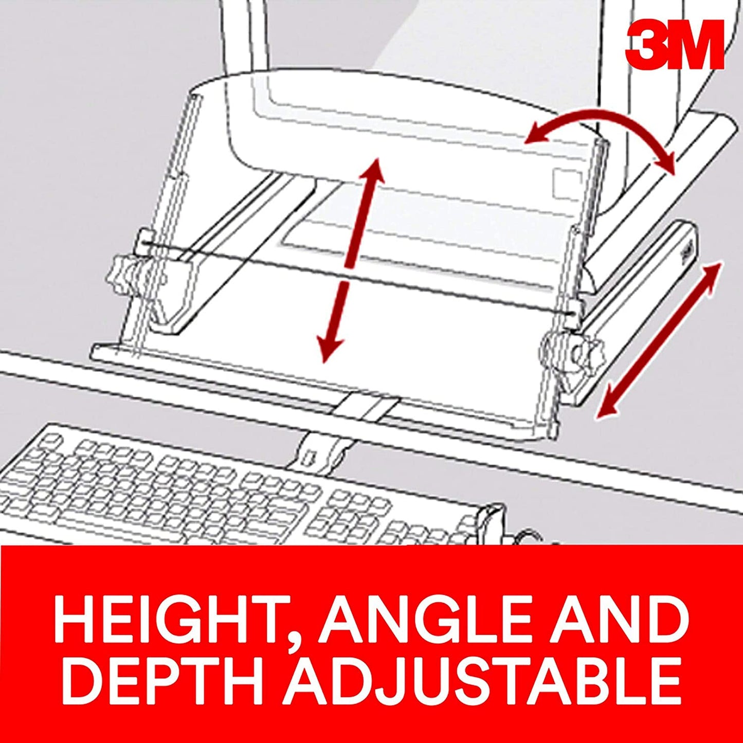 3M Adjustable Document Copy Holder, In - line with Monitor Minimizing Head and Neck Movement, 300 Sheet Capacity Holds Sheets to Books, Elastic Line Guide Keeps Pages Open, 18" Wide, Black (DH640),Black/Clear - Dealtargets.ca