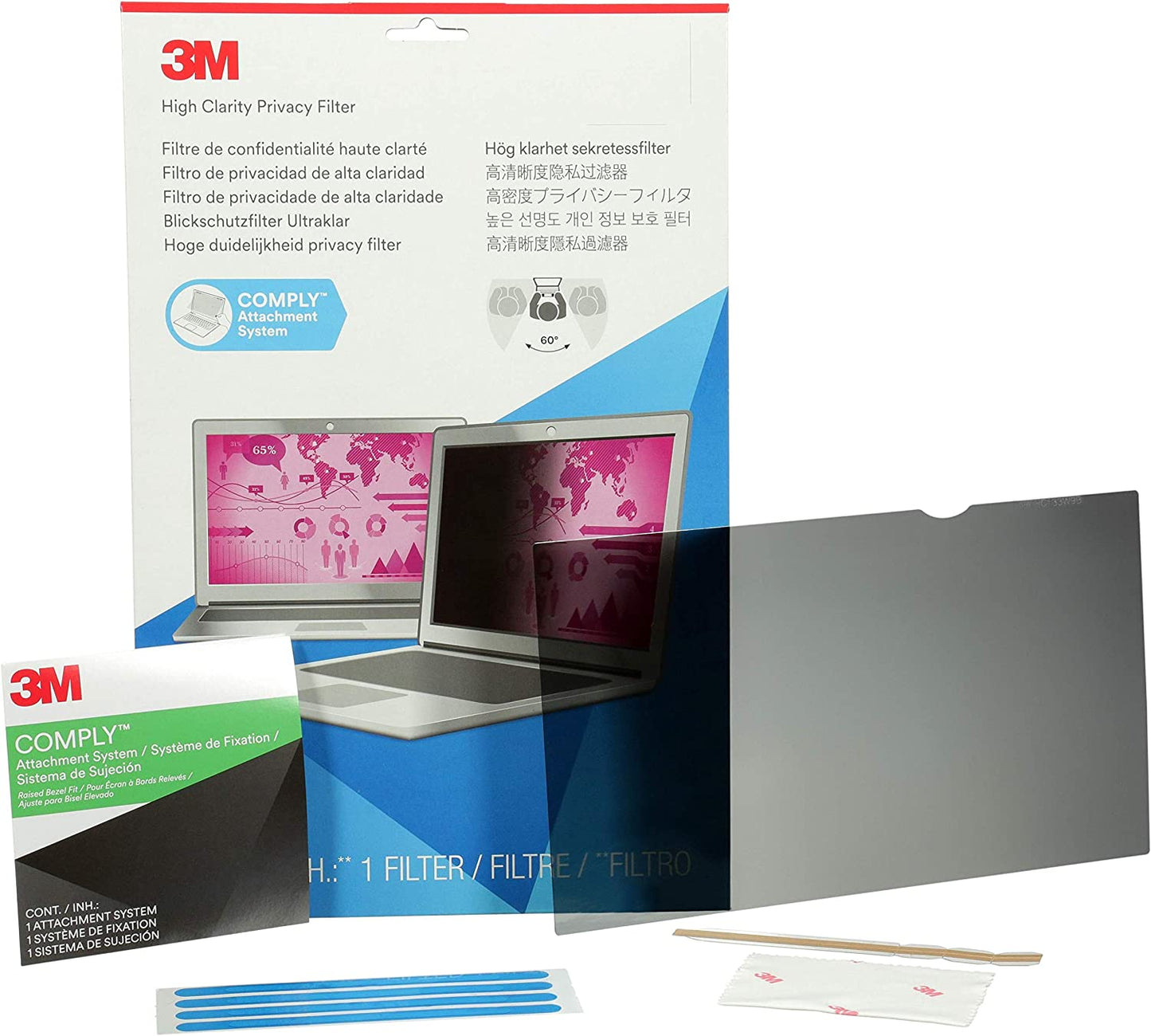 3M High Clarity Privacy Filter Black 8.74" x 13.50" x 0.25" - Dealtargets.ca