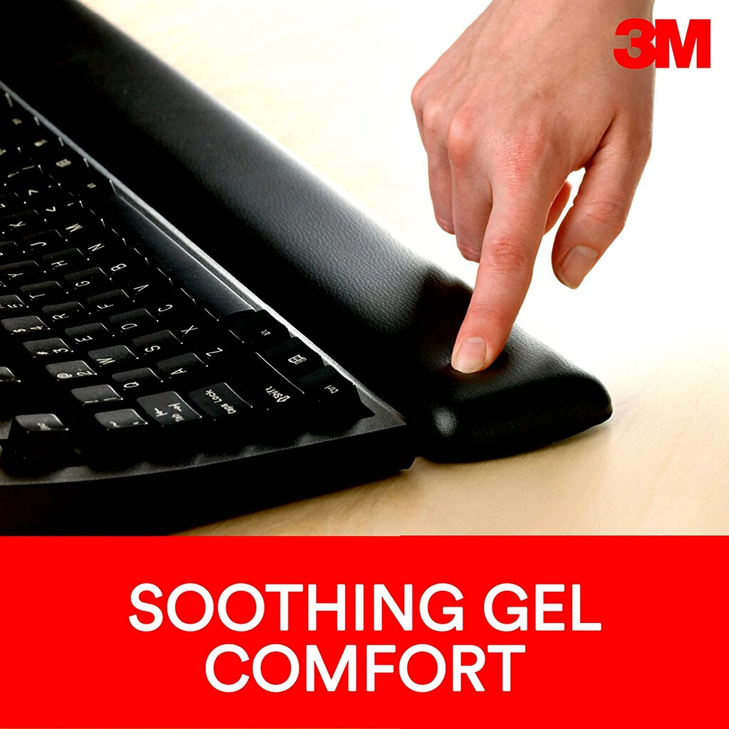 3M Keyboard and Mouse Wrist Rest, 25" Long, Ergonomic Gel with Antimicrobial Protection, Black Leatherette 25" Leatherette Cover - Dealtargets.ca