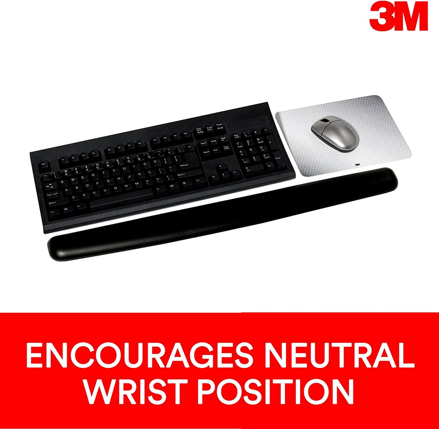 3M Keyboard and Mouse Wrist Rest, 25" Long, Ergonomic Gel with Antimicrobial Protection, Black Leatherette 25" Leatherette Cover - Dealtargets.ca
