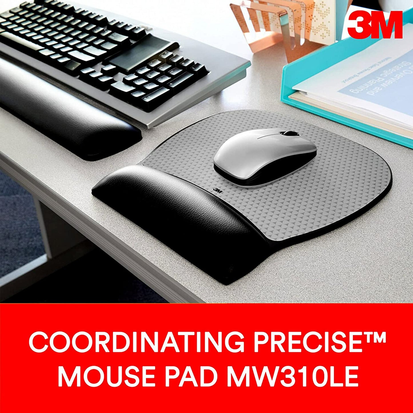 3M™ Large Gel Wrist Rest For Keyboards, 19"H x 0.8"W x 2.8"D, Black - Dealtargets.ca