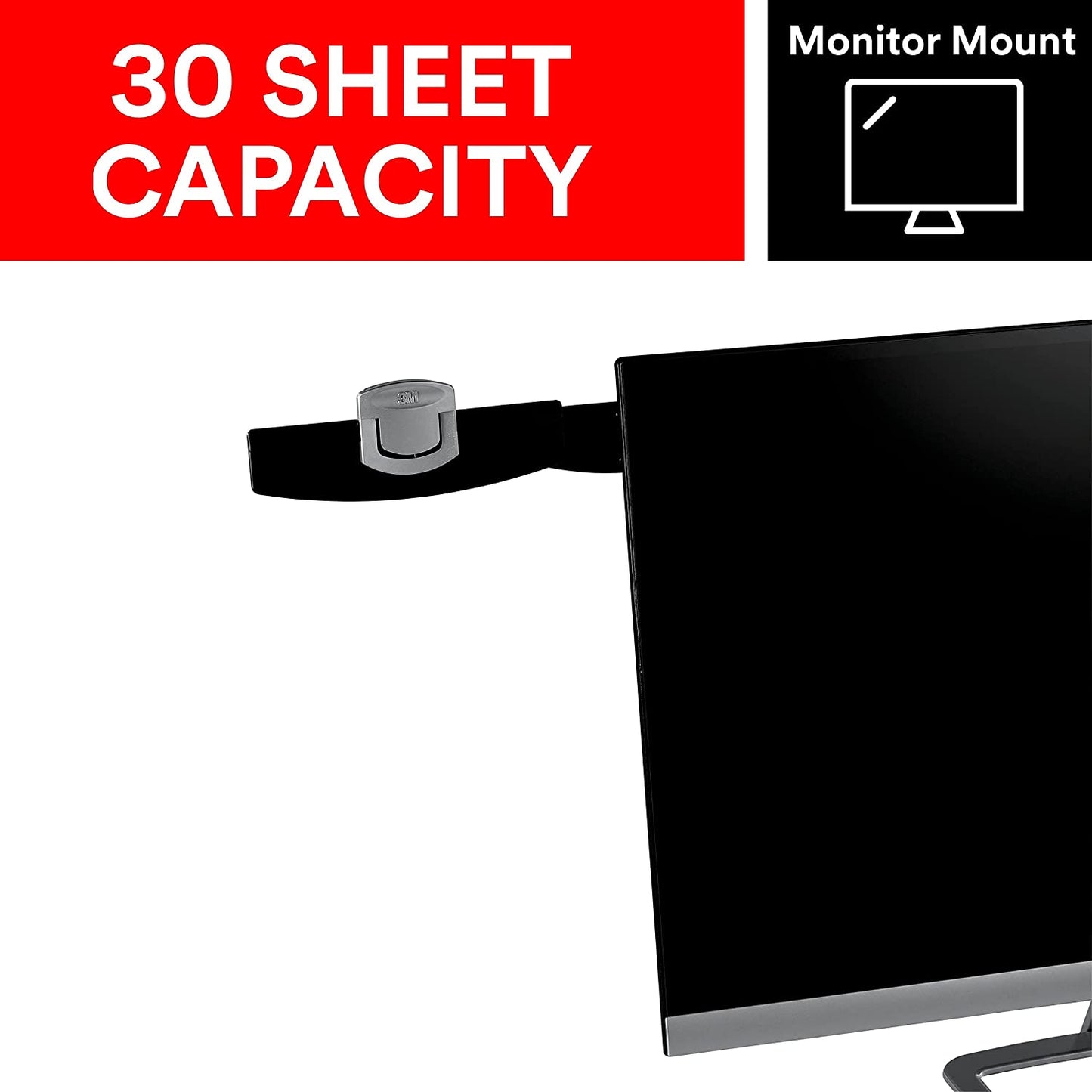 3M Monitor Mount Document Clip Copy Clip, Mounts Right or Left with Command™ Adhesive, Use on Monitors and Laptops for Easy Viewing and Reduced Clutter, Holds up to 30 Sheets, Black (DH240MB) - Dealtargets.ca