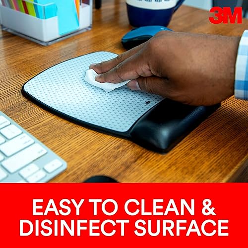 3M Precise Mouse Pad with Gel Wrist Rest, 8.6" X 6.8", Enhances Optical Mouse At Fast Speeds, Extends Battery Life of Mouse Up To 50%* 8.6" x 6.8" Surface Leatherette Cover Mouse Pad - Dealtargets.ca