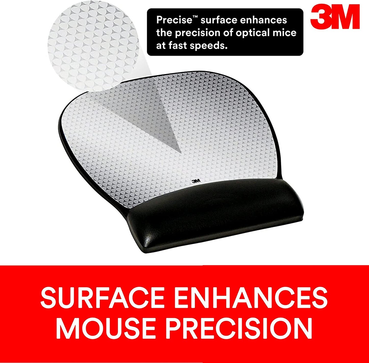 3M Precise Mouse Pad with Gel Wrist Rest, Soothing Gel Comfort with Durable, Easy to Clean Leatherette Cover, Optical Mouse Performance and Battery Saving Design, 9.2" x 8.7", Black (MW310LE) Vertex 8.7" x 9.2" Mouse Pad - Dealtargets.ca