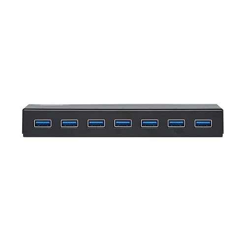 Tripp Lite 7-Port USB-A Mini Hub - USB 3.2 Gen 1, Up to 5 Gigabits per Second, Plug-and-Play No Software Needed, International Plug Adapters for UK, EU, & Australia (U360-007-INT)