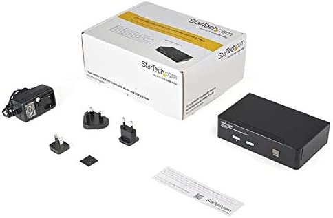 StarTech.com 2 Port USB HDMI KVM Switch with Audio and USB 2.0 Hub - 1080p (1920 x 1200), Hotkey Support - Dual Port Keyboard Video Monitor Switch (SV231HDMIUA) 2 Port | 1 Monitor USB 2.0
