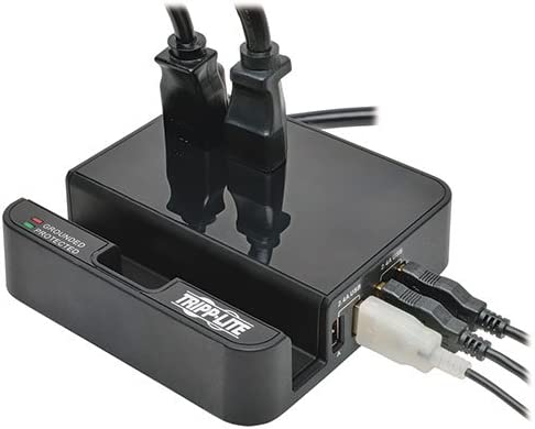 Tripp Lite 2 Outlet Surge Protector Charging Station, 4 USB Charging Ports, 6ft. Cord, $50K Insurance & Lifetime Warranty (TLP26USBB) 2 Outlet + USB + 6ft Cord Charging Station