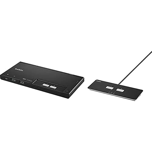 Belkin F1DN102MOD-PP-4 KVM Switchbox - 2 Computer(s) - 1 Local User(s) - 3840 x 2160-3 x USB - Desktop, Under TableDisplayPort - TAA Compliant