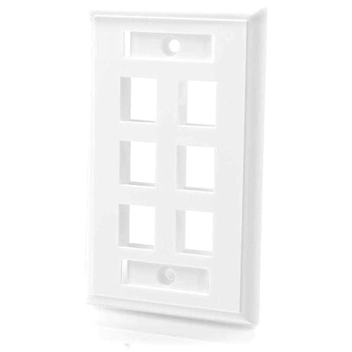 C2G 03414 Six Port Keystone Single Gang Wall Plate, White