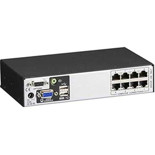 Black Box ServSwitch CX Uno, 8-Port - 8 Computer(s) - 1 Local User(s) - 1920 x 1200 - 9 x Network (RJ-45) - 2 x USB - 1 x VGA - 1U - Rack-mountable