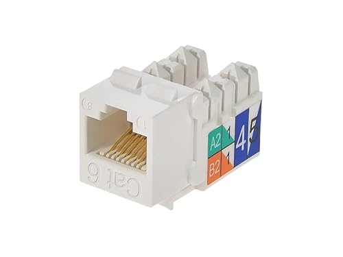 Monoprice Cat6 Punch Down Keystone Jack - Supports 22-24AWG Solid Wire, White White 1 Count (Pack of 1) Jack