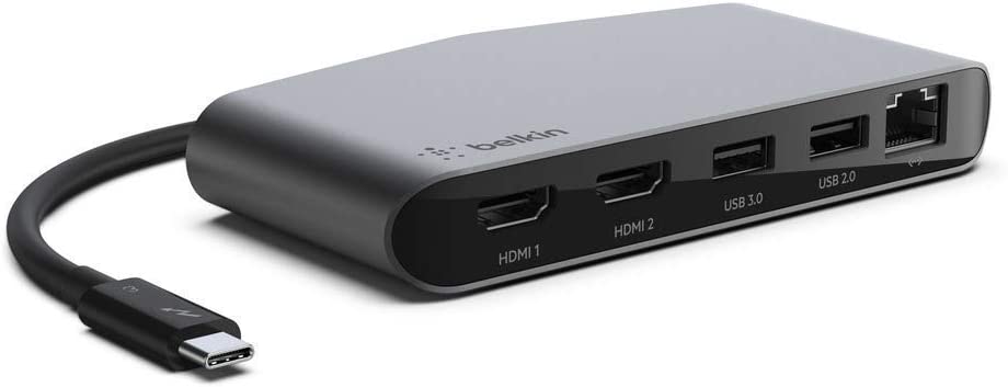 Belkin Thunderbolt 3 Dock Mini W/ Thunderbolt 3 Cable & HP VH240a 23.8-Inch Full HD 1080p IPS LED Monitor with Built-in Speakers and VESA Mounting - Black