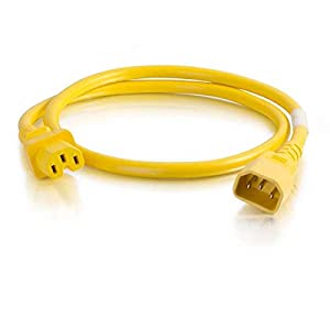 C2g/ cables to go C2G Power Cord, Short Extension Cord, Power Extension Cord, 14 AWG, Yellow, 6 Feet (1.82 Meters), Cables to Go 17556 Yellow 6 Feet C14 to C13 14/3 Cord