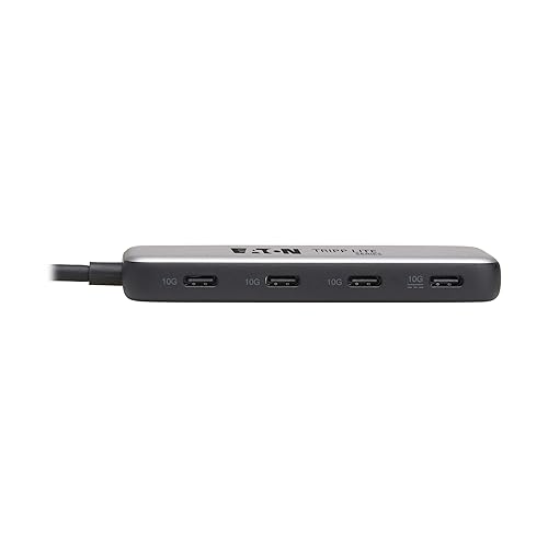 Tripp Lite Series 4-Port USB-C Hub, USB 3.2 Gen 2, 10 Gbps Data Transfer, 100W PD USB-C Charging Hub, Thunderbolt 3 Compatible, Plug-and-Play, Travel-Sized (U460-004-4C-G2C)