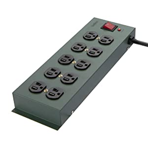 Belkin Power Strip Surge Protector - 10 AC Outlets, 15ft Heavy Duty Metal Extension Cord with Wall Mount Holes for Home, Office, Travel, Computer Desktop, Laptop & Phone Charging Brick 1 Pack