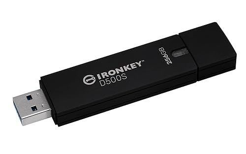 Kingston Ironkey D500S 256GB Encrypted Flash Drive | Dual Hidden Partition | FIPS 140-3 Level 3 | XTS-AES 256-bit | BadUSB and Brute Force Protection | Multi-Pin Option | IKD500S/256GB