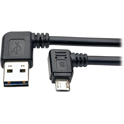 Tripp Lite Eaton Series Micro USB Cable for Charging (M/M) - Reversible Left/Right USB-A to Right-Angle USB Micro-B, Black, 3 ft. (0.91 m) - For Tablet PC, Smartphone, Mobile Device - 5 V DC Voltage Rating - Black"