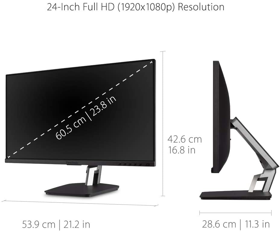 ViewSonic TD2455 24 Inch 1080p IPS 10-Point Multi Touch Screen Monitor with Advanced Dual-Hinge Ergonomics USB C HDMI and DisplayPort Out, Black 24-Inch