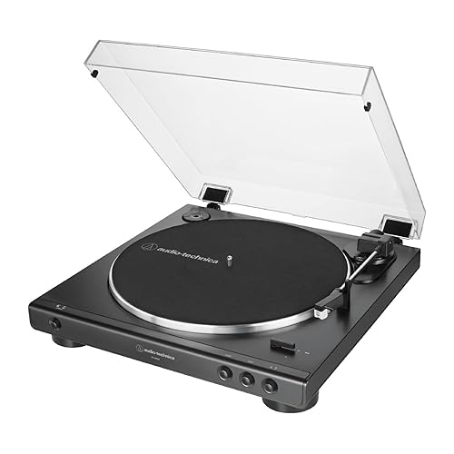Audio-Technica AT-LP60X-BK Fully Automatic Belt-Drive Stereo Turntable, Black, Hi-Fi, 2 Speed, Dust Cover, Anti-Resonance, Die-Cast Aluminum Platter Black Wired Turntable
