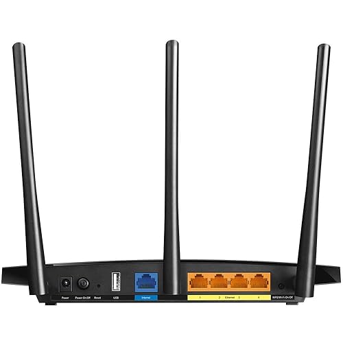 TP-Link AC1750 Dual Band Wireless AC Gigabit Router, 2.4GHz 450Mbps + 5Ghz 1300Mbps, 1 USB 2.0 Port, IPv6, Guest Network, WPS (Archer C7), Black