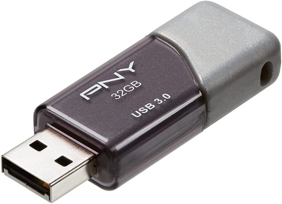 PNY 32GB Turbo Attache 3 USB 3.0 Flash Drive, GREY 32GB FLASH DRIVE
