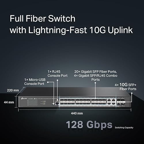TP-Link JetStream 24-Port 2.5GBASE-T L2+ Managed Switch with 4 10GE SFP+ Slots (TL-SG3428X-M2) - SDN Integrated, Cloud Access & Omada App 24 2.5G Port + 4 10GE SFP+