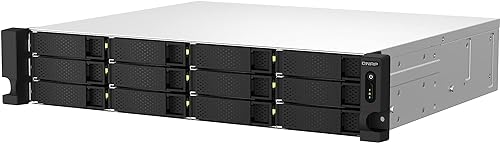 QNAP TS-1264U-RP-8G-US 12 Bay High-Speed Rackmount NAS Intel® Celeron® N5105/N5095 4-Core CPU, 8GB DDR4 Memory and 2.5GbE (2.5G/1G/100M) Network Connectivity (Diskless)