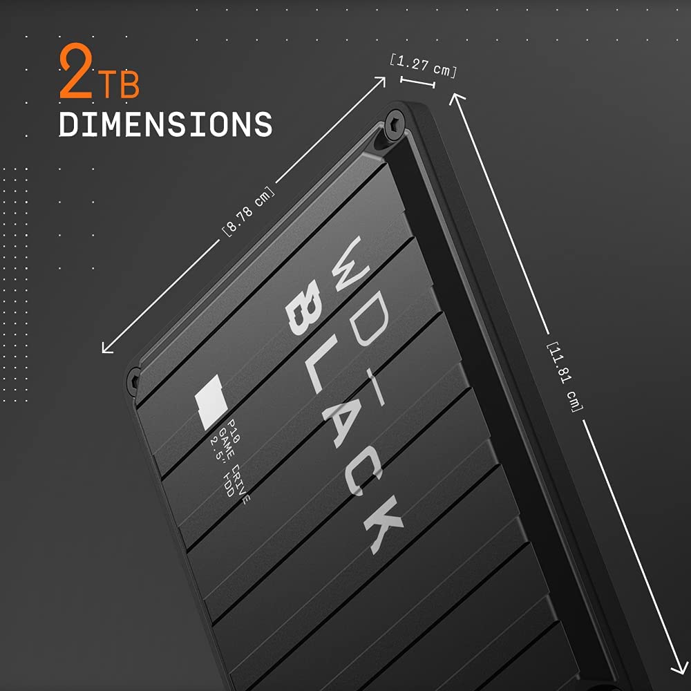 Western digital WD_BLACK 2TB P10 Game Drive - Portable External Hard Drive HDD, Compatible with Playstation, Xbox, PC, & Mac - WDBA2W0020BBK-WESN 2TB Game Drive for PC, Playstation & Xbox HDD