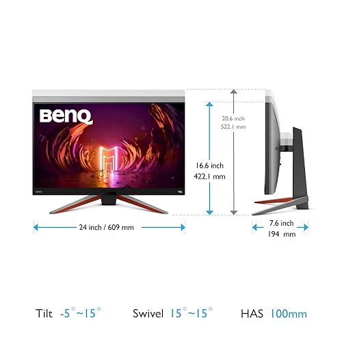 BenQ MOBIUZ EX270QM 27” 1ms 240Hz QHD Gaming Monitor, IPS, HDRi Technology, DisplayHDR 600, AMD FreeSync Premium Pro, 98% DCI-P3, 2.1ch Built-in Speakers, HDMI 2.1, Eye-Care, Bezel-Less