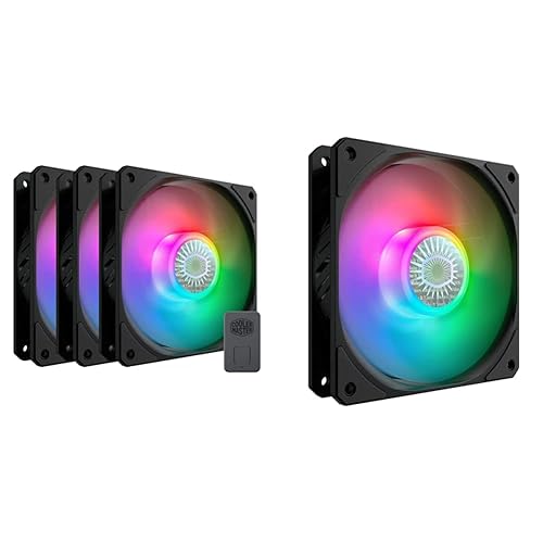 Cooler Master SickleFlow 120 V2 ARGB 3in1 Square Frame Fan & SickleFlow 120 V2 ARGB Square Frame Fan, ARGB 3-Pin Customizable LEDs Air Balance Curve Blade, Sealed Bearing