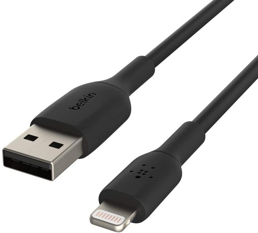 Belkin Lightning Cable (Boost Charge Lightning to USB Cable for iPhone, iPad, AirPods) MFi-Certified iPhone Charging Cable (6.5ft/2m, Black) PVC 6.6 FT Black